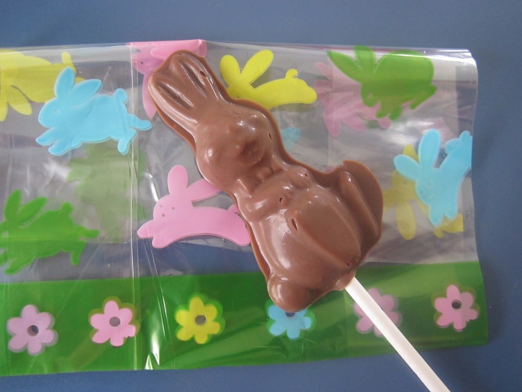 homemade chocolate bunny lollipop