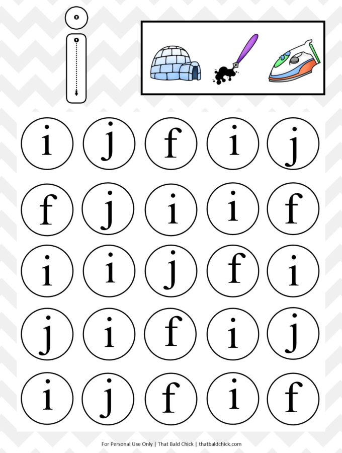 Get the free lowercase do a dot letter i printable at thatbaldchick.com