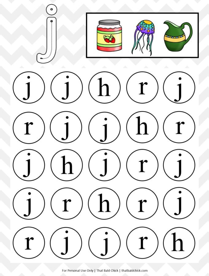 Get this free lowercase do a dot letter j printable at thatbaldchick.com