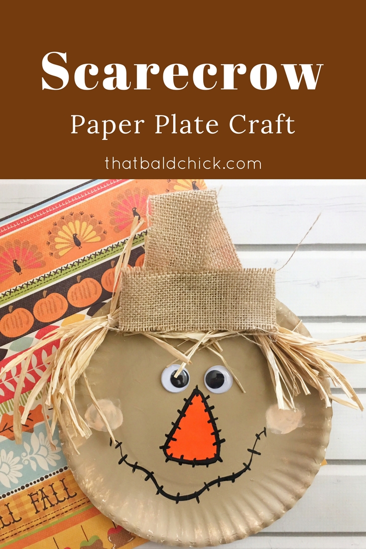 Celebrate Fall with this adorable Scarecrow Paper Plate Craft at thatbaldchick.com