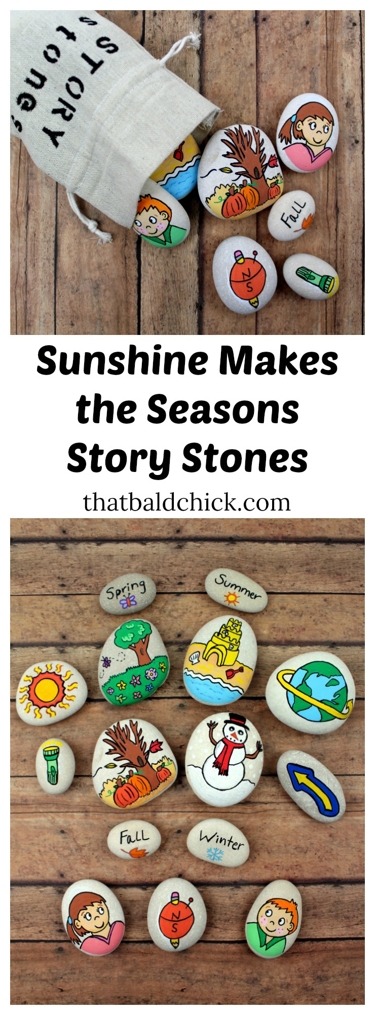 Sunshine Makes the Seasons Story Stones at thatbaldchick.com