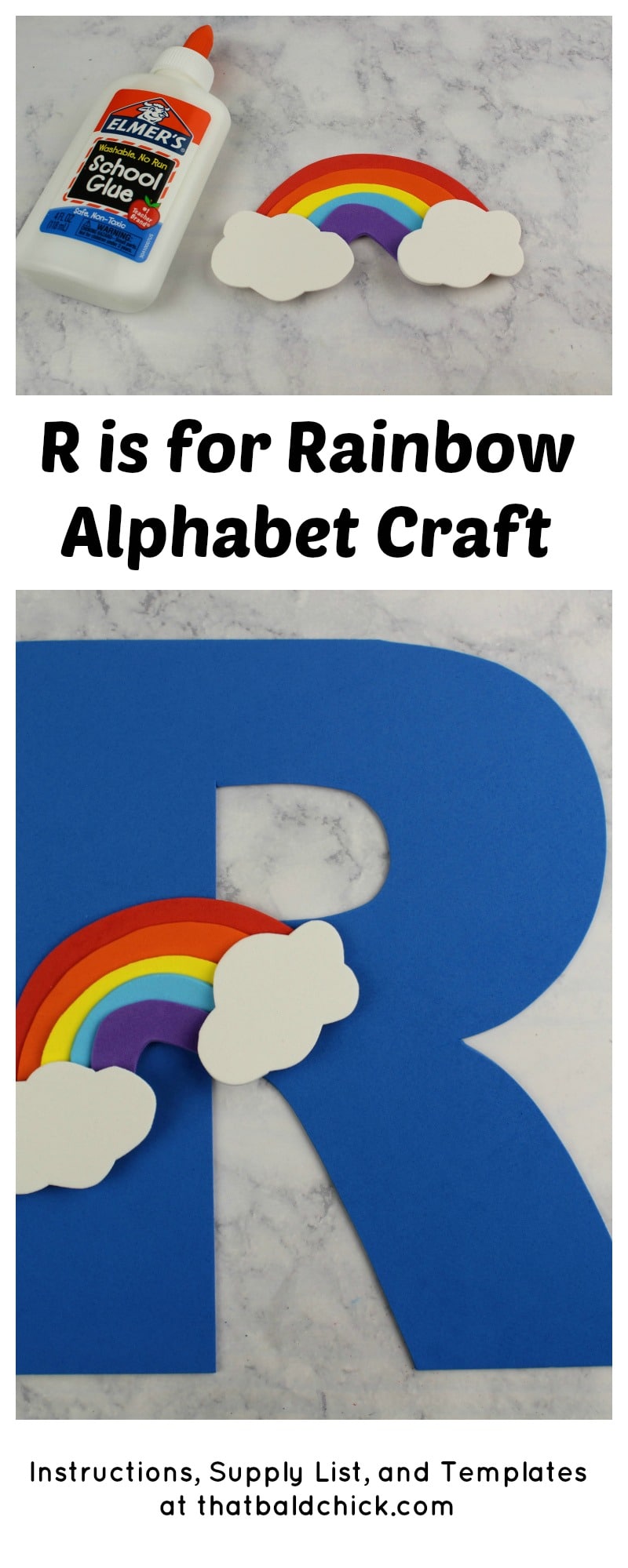 R is for Rainbow Alphabet Craft - #free #printable templates and instructions at thatbaldchick.com