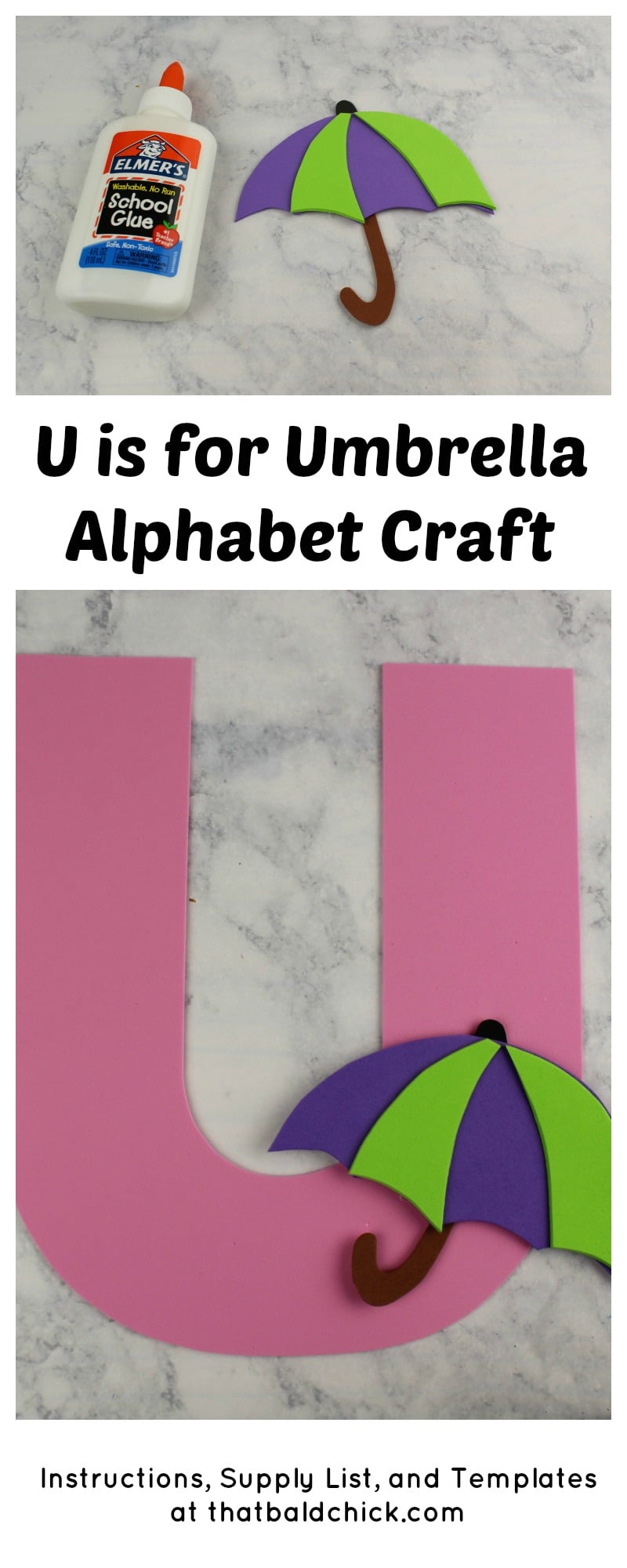 Get the supply list, instructions, and templates for this U is for Umbrella Alphabet Craft today! #homeschool #teacher #alphabet #abcs #lotw #free #printable