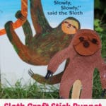 Make your own Sloth Craft Stick Puppet - supply list and instructions at thatbaldchick.com