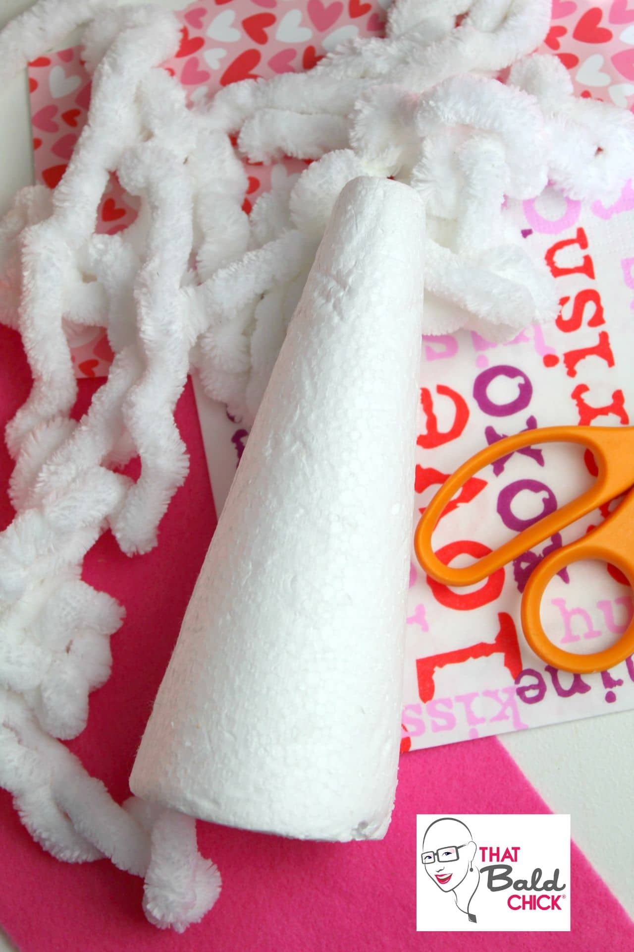 Supplies for DIY Chenille Heart Tree