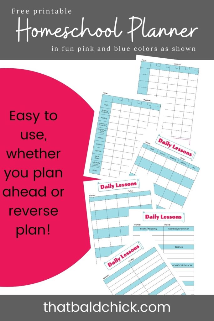 Free homeschool planner printable